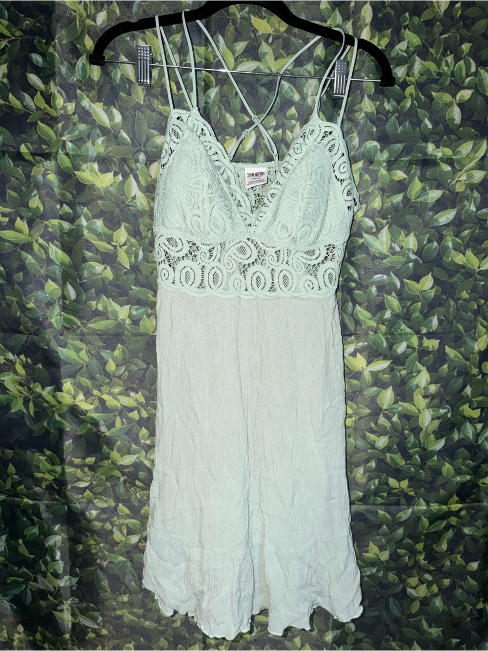 PINK Victoria's Secret Mint Lace-Trim Slip